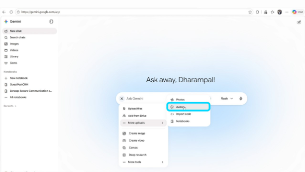 Create Avatar in Gemini